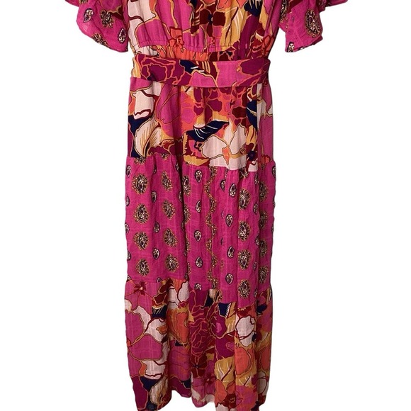 Anthropologie Fig And Flower Estilo Dress Sz L Pink Maxi Prairie Easter NWT - Picture 8 of 12